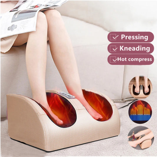 Electric Foot Massage Machine Hot Compress Shiatsu Foot Vibrators Kneading Roller