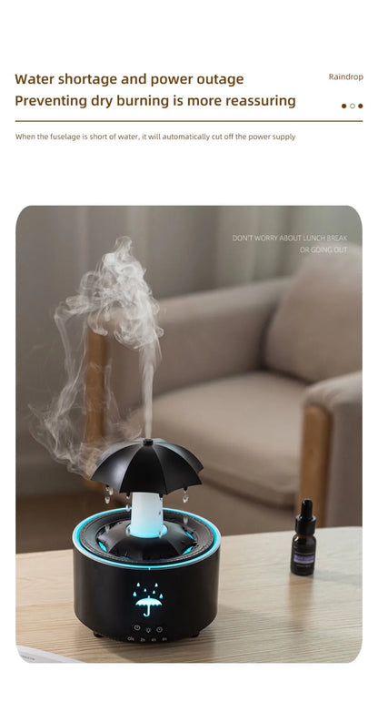 Rotating Umbrella Water Drop Air Humidifier with Colourful Night Lights Mute Spary