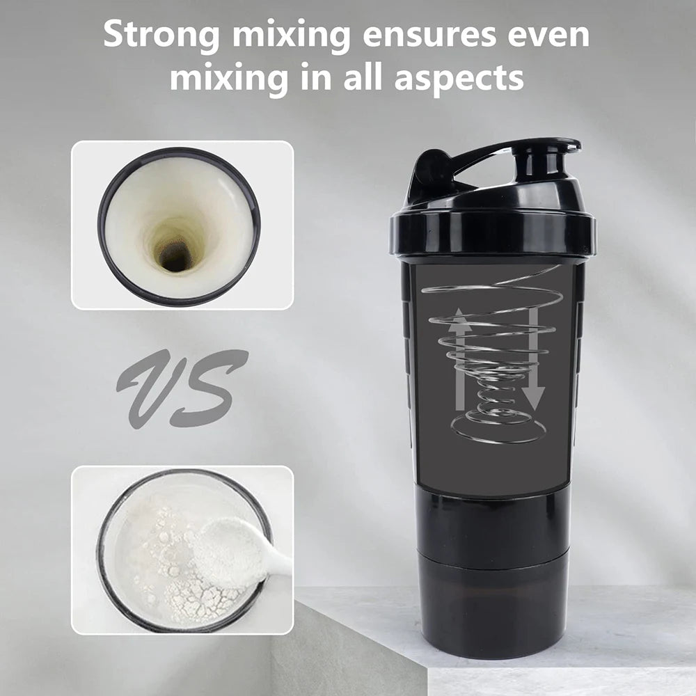 Layers Shaker Protein Bottle Powder Shake Cup Water Bottle Plastic Mixing Cup