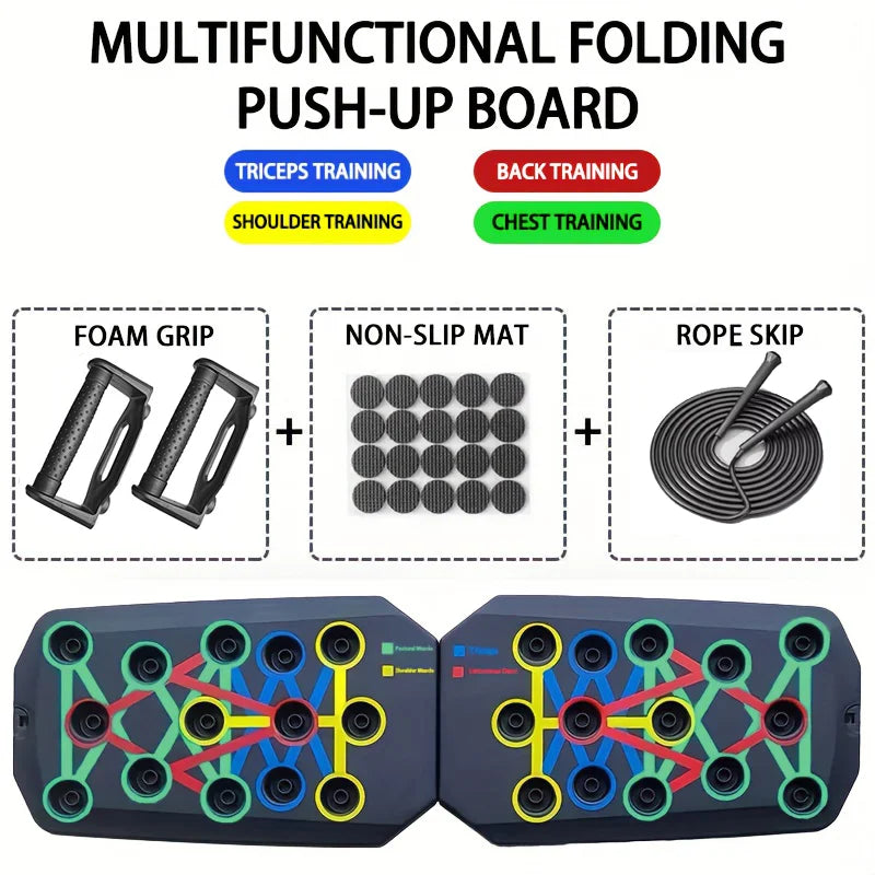 Portable Multifunctional Push-up Board Set With Handles Foldable Fitness Equipment