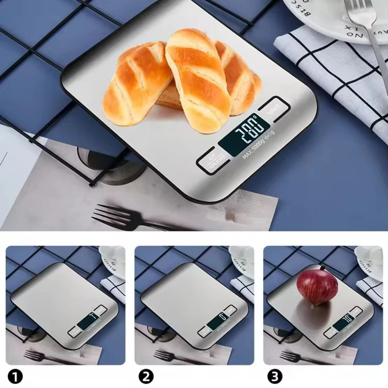 Digital Kitchen Scale LED Display Stainless Steel Panel Electronic Scales Home