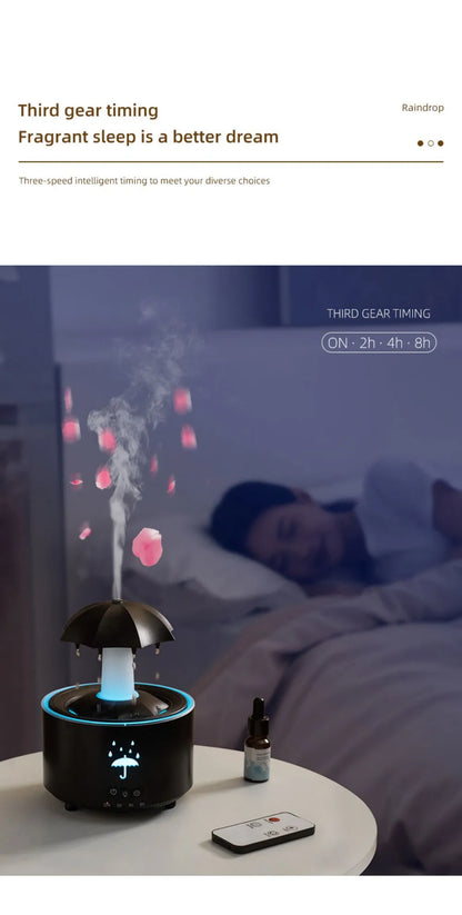 Rotating Umbrella Water Drop Air Humidifier with Colourful Night Lights Mute Spary