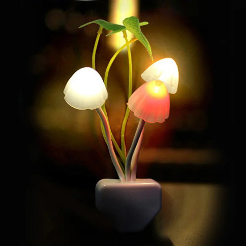 Novelty Mushroom Fungus Night Light EU & US Plug Light Sensor Night Lights