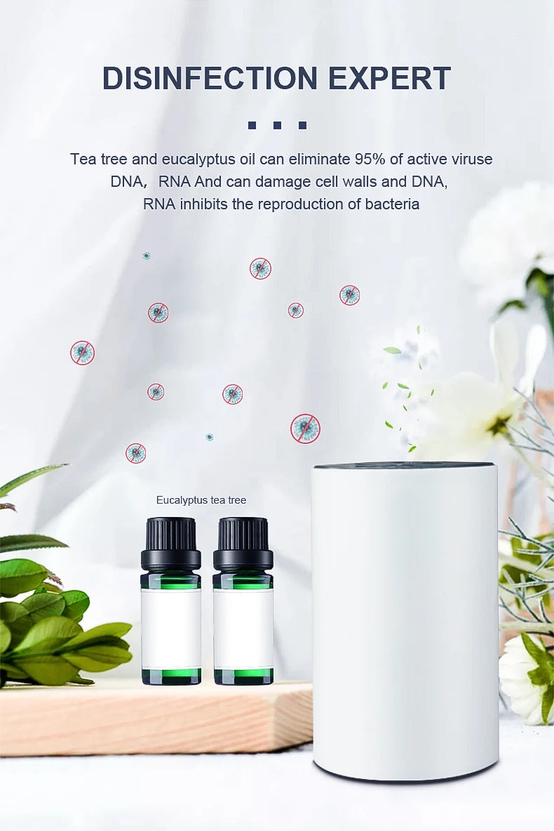 Waterless Essential Oil Diffuser Nebulizing Diffuser Battery & Portable Aromatherapy Diffuser