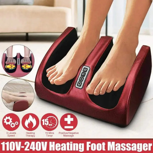 Electric Foot Massager Heating Therapy Hot Compression Shiatsu Kneading Roller