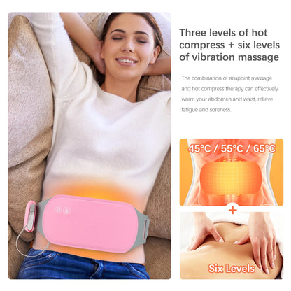 Washable USB Warm Uterus Belt Hot Compress Vibration Waist Abdominal Massager