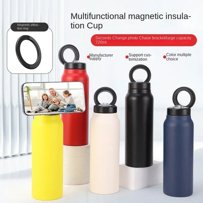 Sport Water Bottle with Magnetic Phone Holder Insulated Water Flask Bottle