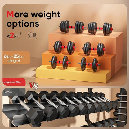 Dumbbells,Free Weight Set with Connector, 4 in1 Dumbbells Set Used as Barbell,