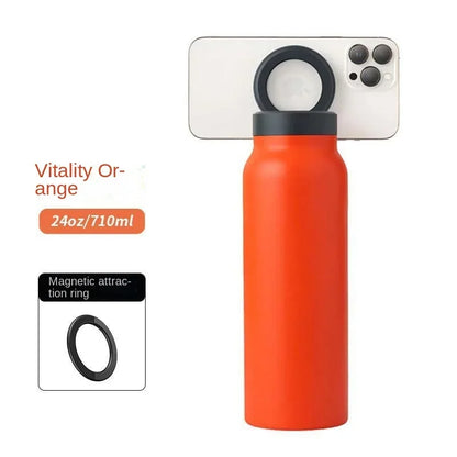 Sport Water Bottle with Magnetic Phone Holder Insulated Water Flask Bottle