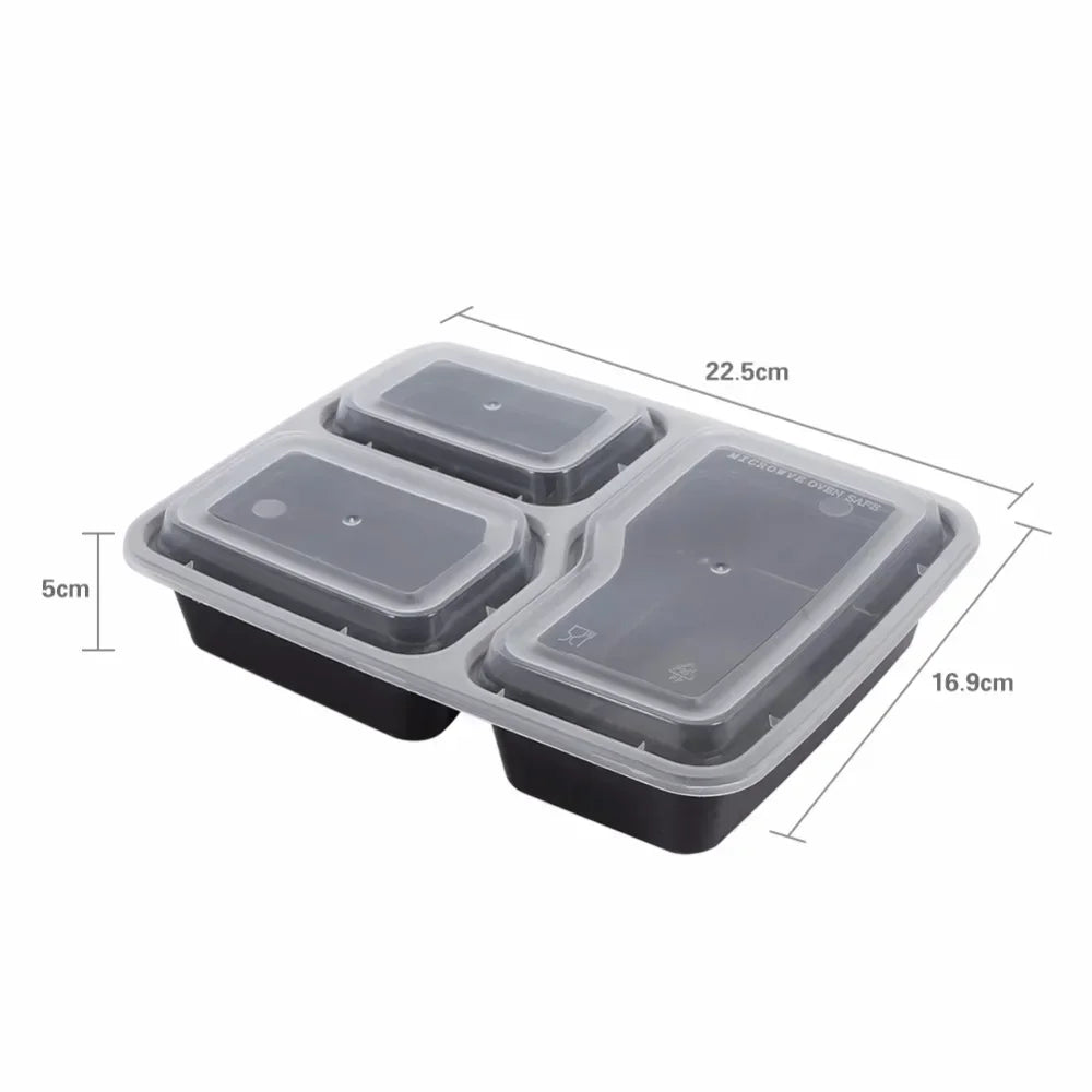 Plastic Reusable Bento Box Meal Storage Food Prep Lunch Box Compartment