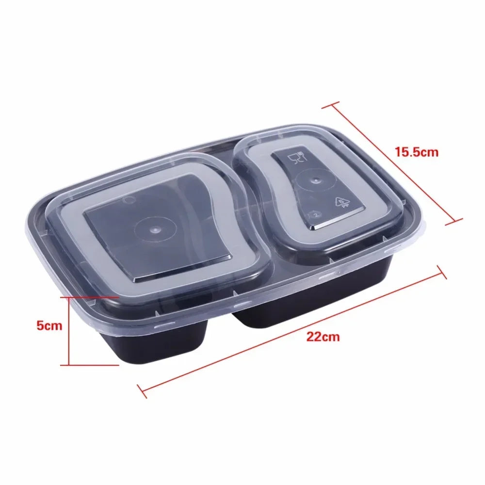 Plastic Reusable Bento Box Meal Storage Food Prep Lunch Box Compartment