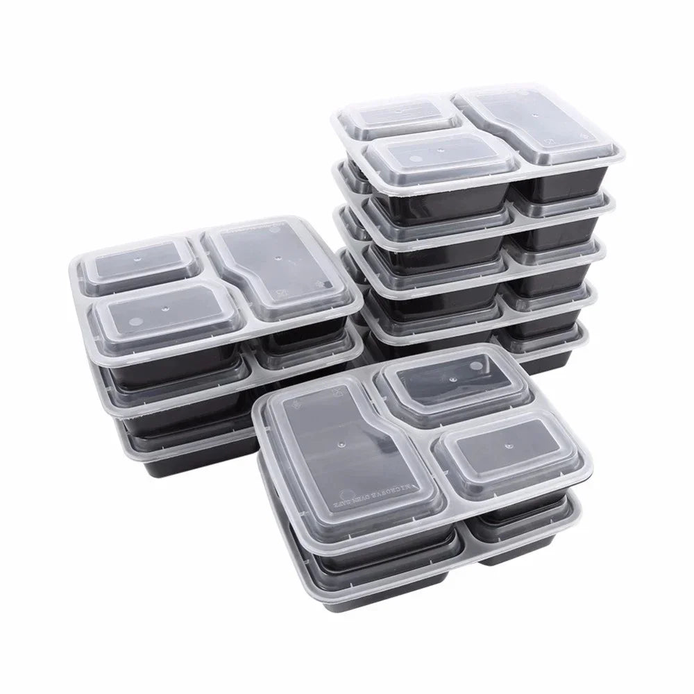 Plastic Reusable Bento Box Meal Storage Food Prep Lunch Box Compartment