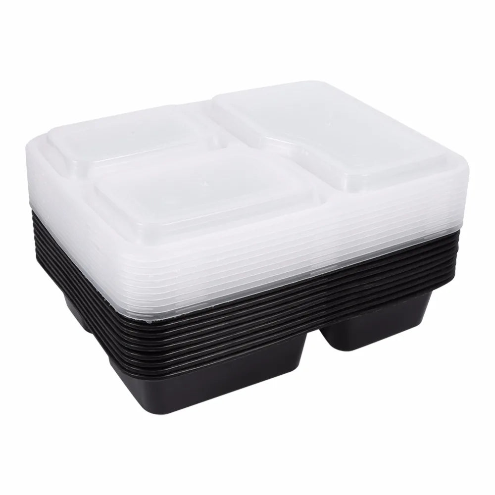 Plastic Reusable Bento Box Meal Storage Food Prep Lunch Box Compartment