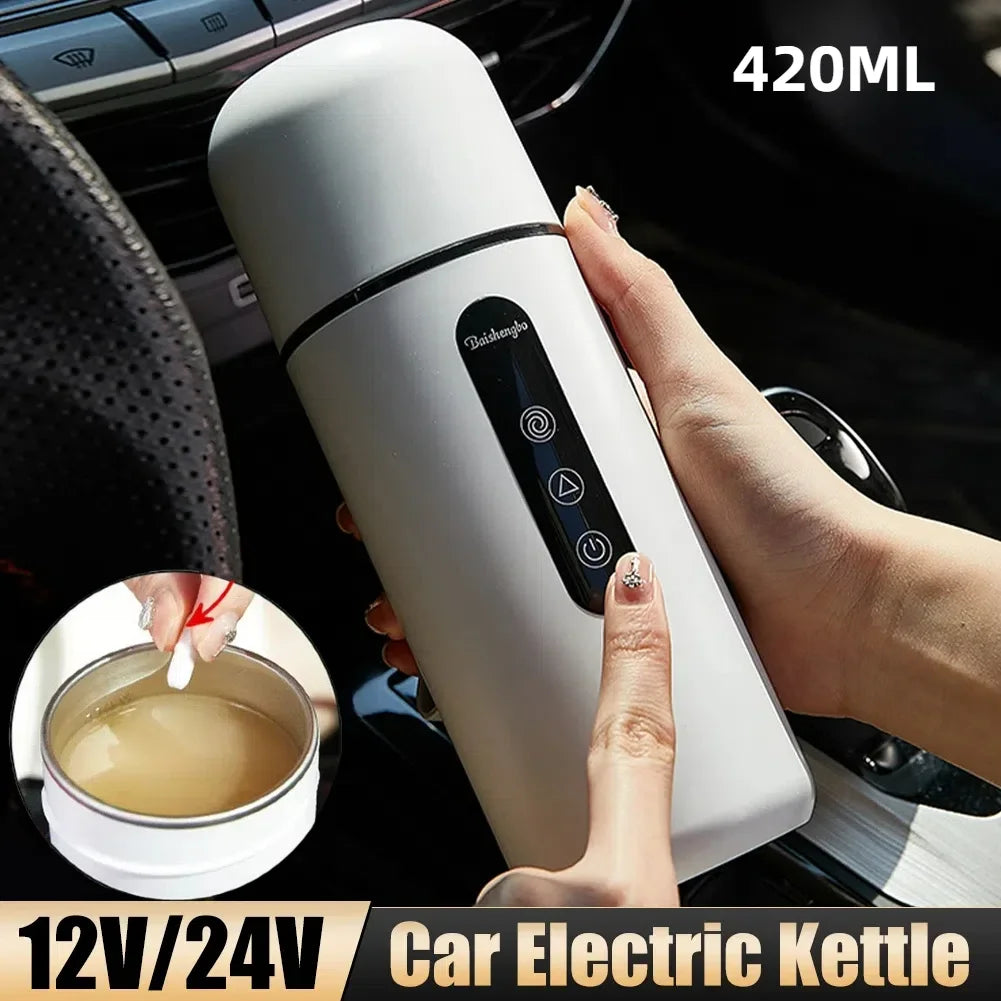 Portable Car Heating Cup Electric Kettle 304 LED Smart Temperature Control Warmer