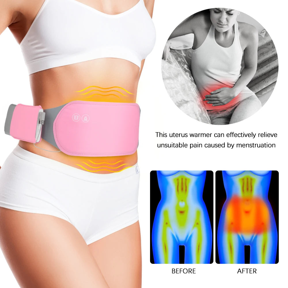 Washable USB Warm Uterus Belt Hot Compress Vibration Waist Abdominal Massager