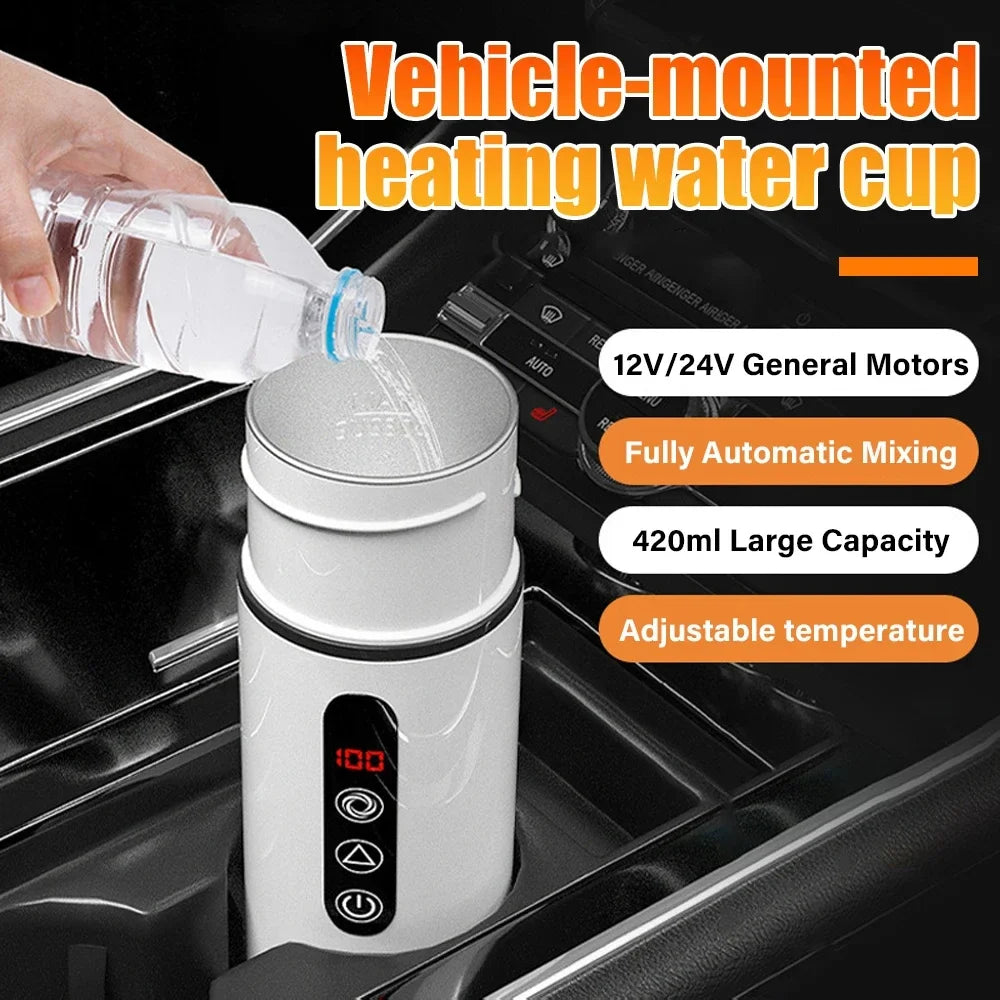 Portable Car Heating Cup Electric Kettle 304 LED Smart Temperature Control Warmer