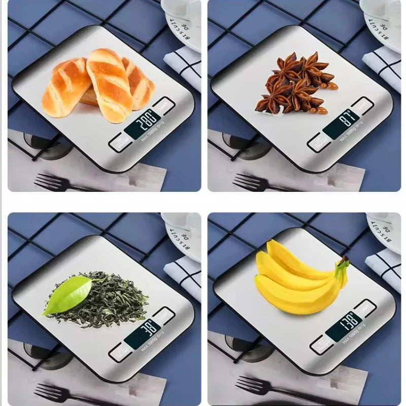 Digital Kitchen Scale LED Display Stainless Steel Panel Electronic Scales Home