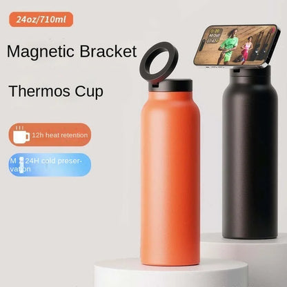 Sport Water Bottle with Magnetic Phone Holder Insulated Water Flask Bottle