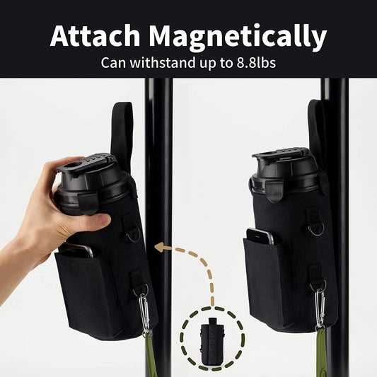 Magnetic Gym Water Bottle Bag Holder, Built-in Magnet for Easy Attachment