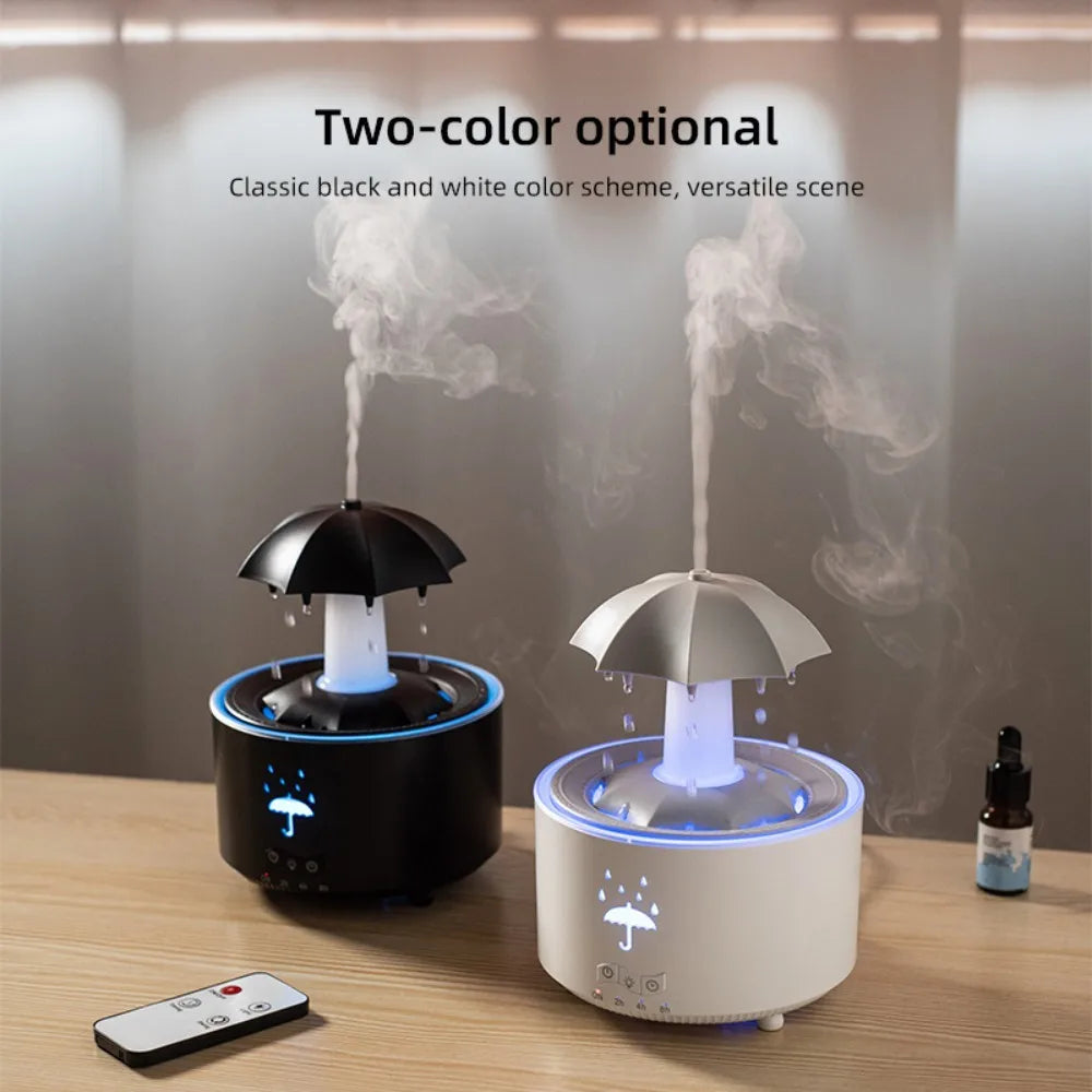 Rotating Umbrella Water Drop Air Humidifier with Colourful Night Lights Mute Spary