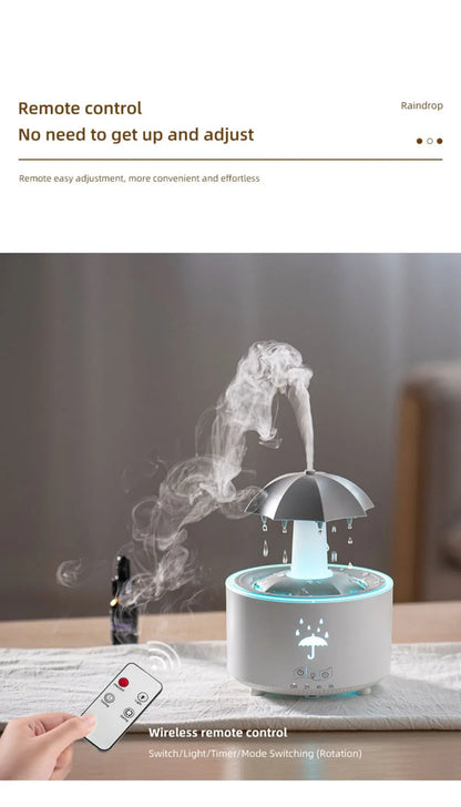 Rotating Umbrella Water Drop Air Humidifier with Colourful Night Lights Mute Spary