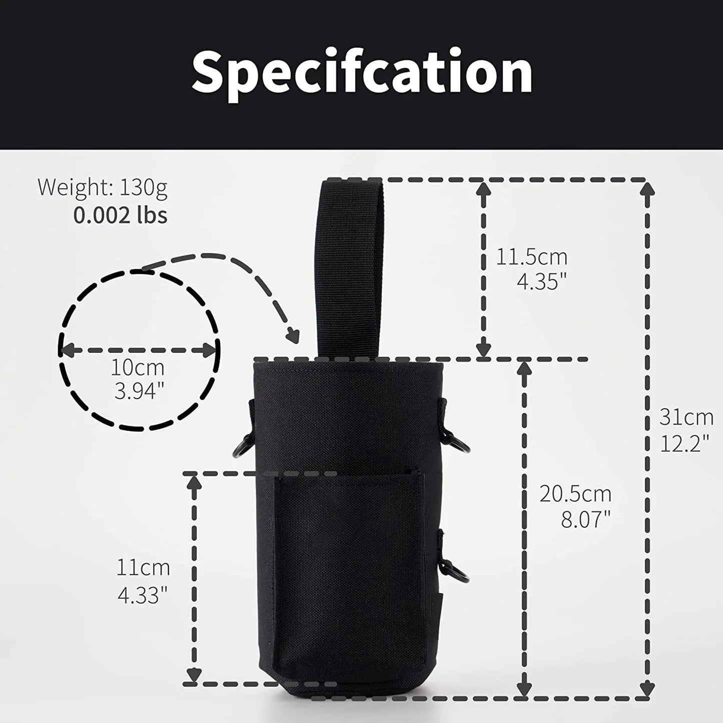 Magnetic Gym Water Bottle Bag Holder, Built-in Magnet for Easy Attachment