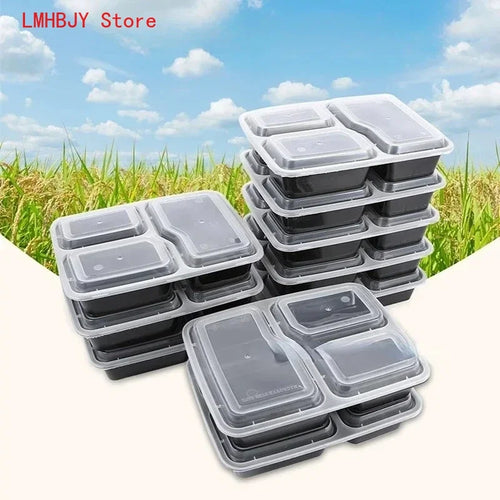 Plastic Reusable Bento Box Meal Storage Food Prep Lunch Box Compartment