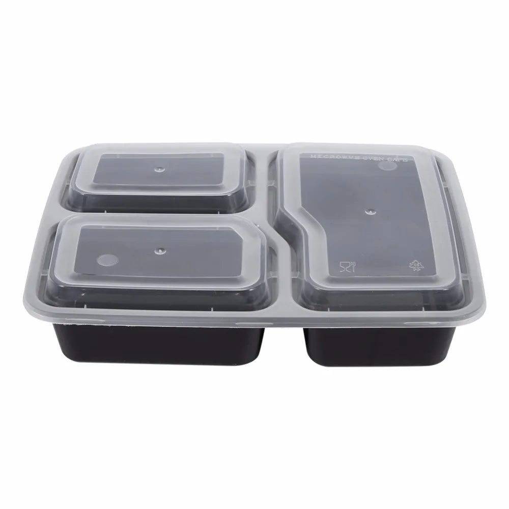 Plastic Reusable Bento Box Meal Storage Food Prep Lunch Box Compartment